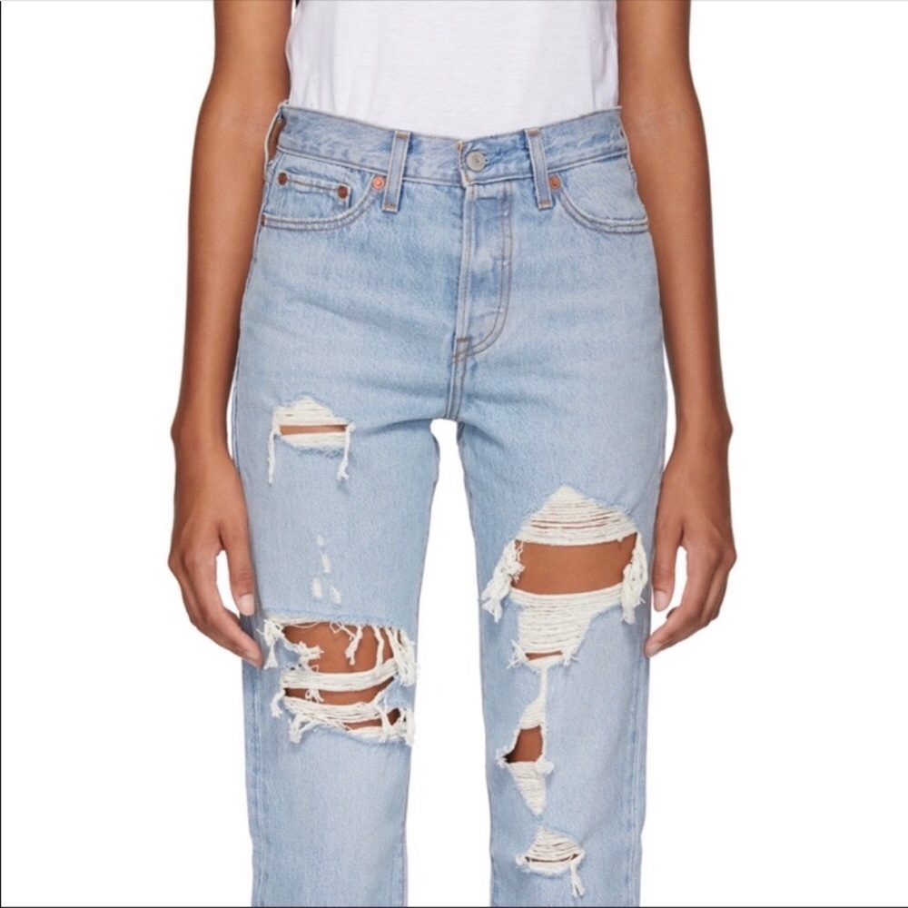 Levi’s Wedgie Fit Distressed Ripped Jeans